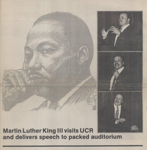 Marin Luther King III Visits UCR and Delivers Speech to Packed Auditorium