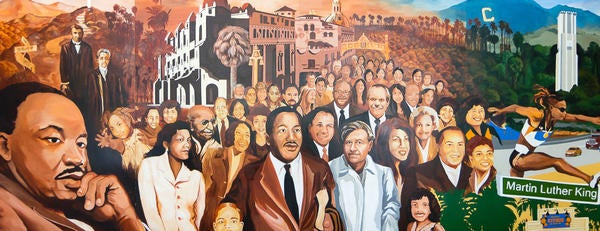 Mural of Dr. Martin Luther King, Jr. with crowd of activists.